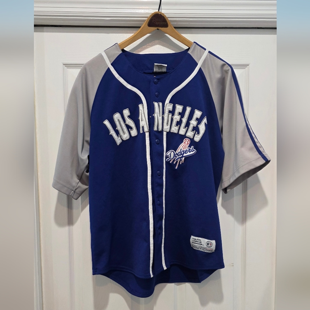 Los Angeles Dodgers MLB Official Jersey Blue Grey Genuine Exc Cond Mens Large